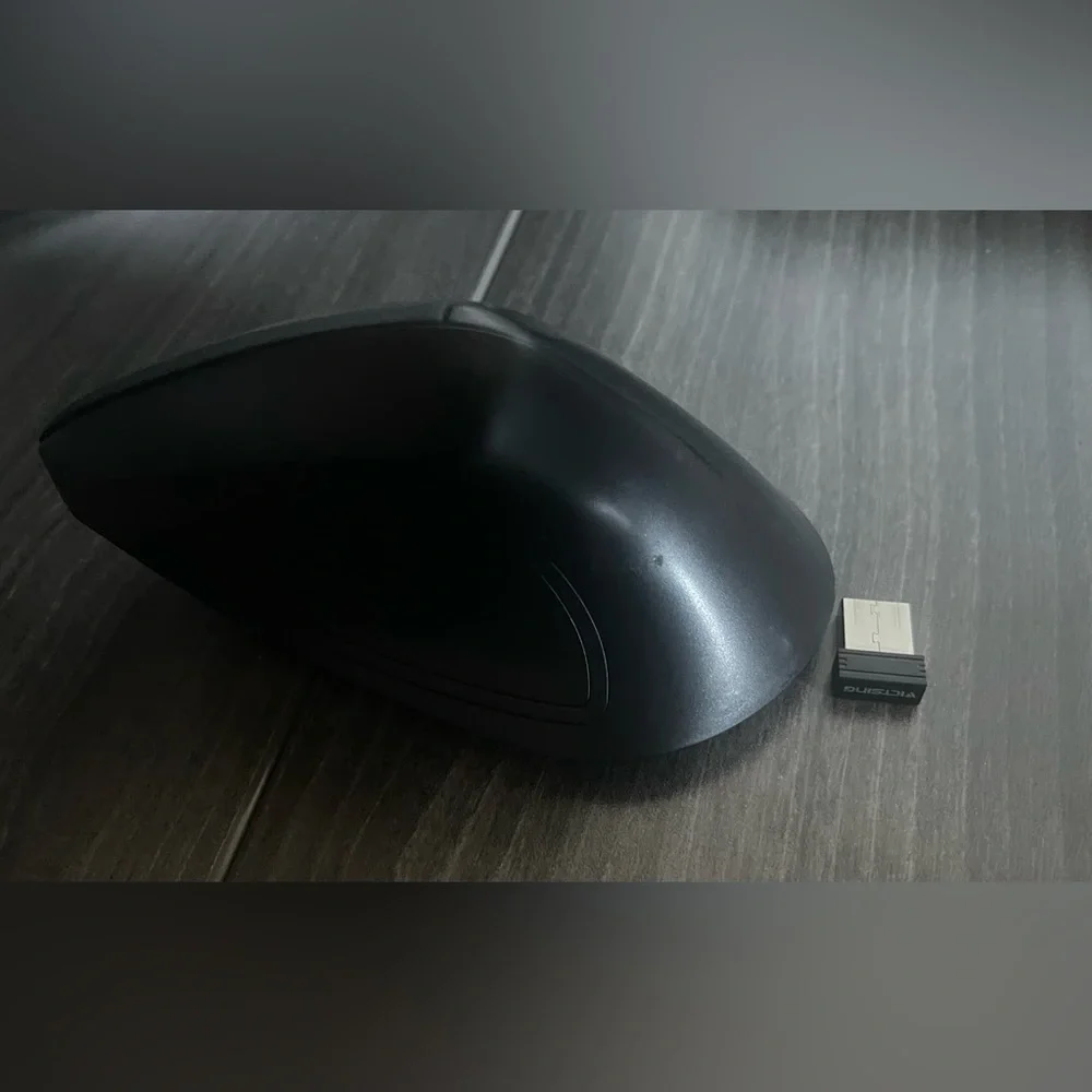 Vassink Black Rechargeable Ergonomic Optical Wireless Mouse With USB Receiver